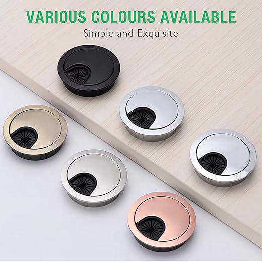2 Pcs Desk Grommet 2-1/16" / 53 mm, Desk Cord Hole Cover, Cable Grommet Metal Zinc Alloy Materilal, Desk Hole Grommet for Home & Office Pc, Detachable Cable Cord Organizer-Brushed Silver