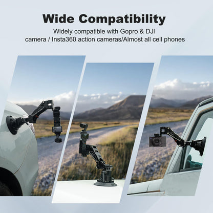 Came-TV Camera Suction Mount Suction, Multifunctional Shock Absorber Arm Video Stabilizer for Pocket 2, Pocket 3, OSMO, Cup Camera Mount, 1/4" Mounting Holes Car Mount & for 360 Action Camera