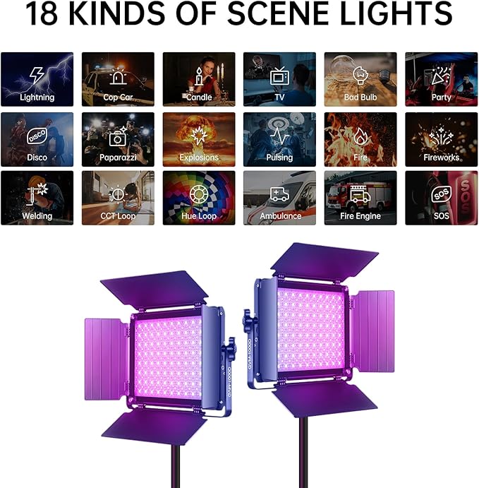 GVM RGB LED Video Light, Photography Lighting with APP Control, 1000D Video Lighting Kit for YouTube Studio, 3 Packs Led Panel Light, 3200K-5600K, 8 Kinds of The Scene Lights, CRI 97