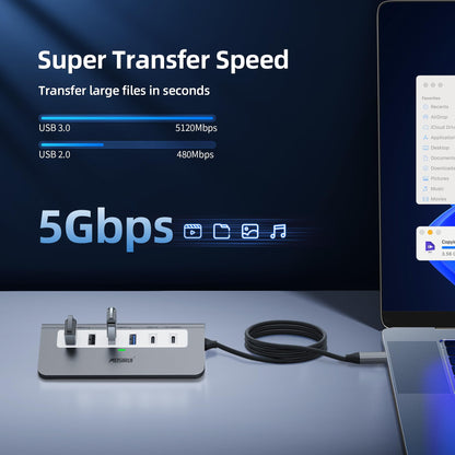 USB C Hub, Mosirui 9 in 1 USB C Hub Multiport Adapter with 4K@60Hz HDMI, PD 100W,USB C & 2 USB A 3.0 5Gbps,2 USB A 2.0,SD/TFCard Reader, 3.3 Ft Long Host Connection Cable, Usb Hub for Laptop & MacBook