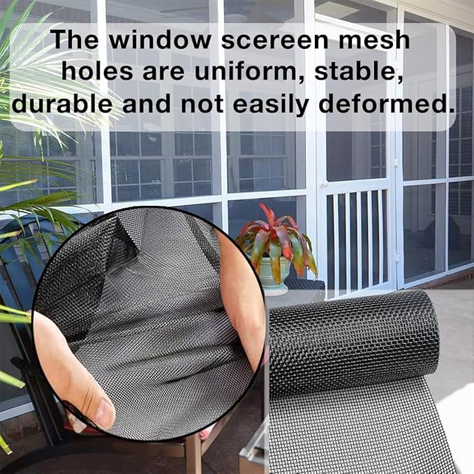 36inch*50ft Window Screens Roll, Replacement Repair Screens Mesh, Cuttable Fiberglass Screens Door Netting, DIY Screening Mesh Netting for Windows, Door, Pool, Porch,Patio -Black