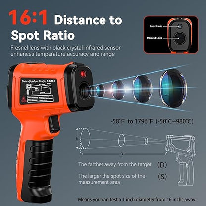 MOONASCEND -58°F to 1796°F Infrared Thermometer Gun, Dual-Mode 16:1