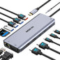 USB C Laptop Docking Station Dual Monitor, 14 in 1 Docking Station 3 Monitors Multiport Adapter with 2 HDMI 4K, VGA, RJ45 Ethernet, 10Gbps USB C/A, 100W PD, SD/Micro SD, 3.5MM Audio&Mic for Dell HP