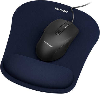 TECKNET 2 Pack Mouse Pad with Wrist Support, Ergonomic Gaming Mouse Pad Pain Relief, Portable Comfortable Mousepad for Computer, Laptop, Office, Home Non-Slip Base, Waterproof Surface - Navy