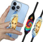 Phone Grip Strap - Pack of 2 Reversible Finger Holder for Phone, Customizable Anti-Slip Design, Wireless Charging Compatible Detachable Holder for iPhone - Moon Sun & Psychedelic Turtle