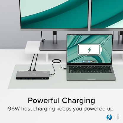 Plugable Thunderbolt 4 Dock for Quad Monitors 100W, Thunderbolt Docking Station Connects up to Four 4K Monitors for Windows and Mac Laptops, 2x HDMI, 4x Thunderbolt 4/USB C, Driver Required TBT-6950PD