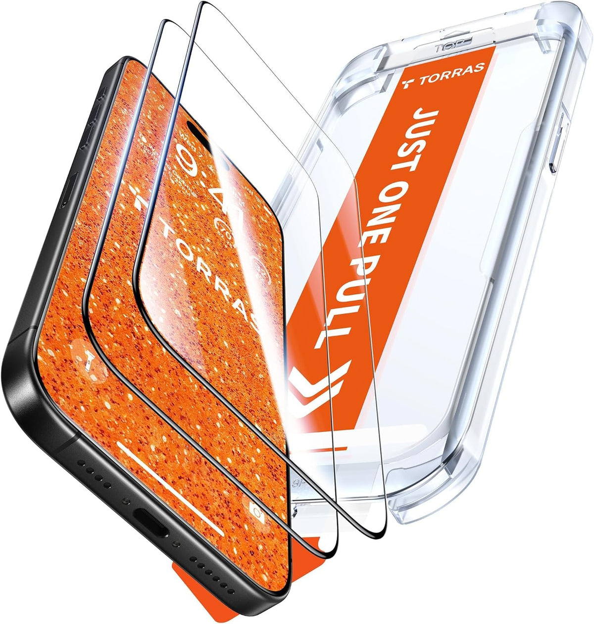 TORRAS Diamond Shield for iPhone 15 Pro Screen Protector [Military-Grade Protection] 9H+ Unbreakable Shatterproof Aerospace Tempered Glass Full Coverage InstaFit Bubble-Free, 2-Pack