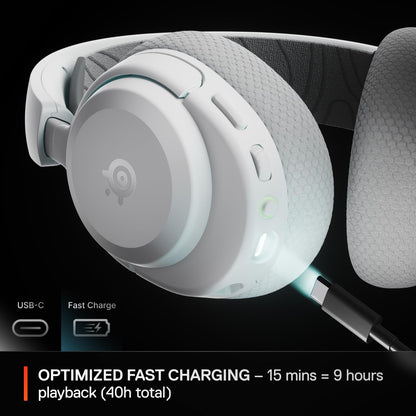 SteelSeries Arctis Nova 3P Wireless Multi-Platform Gaming Headset — Mobile App Control — 40 HR Battery — Neodymium Magnetic Drivers — 2.4GHz/Bluetooth — PS5, PS4, PC, Switch, Mobile — White