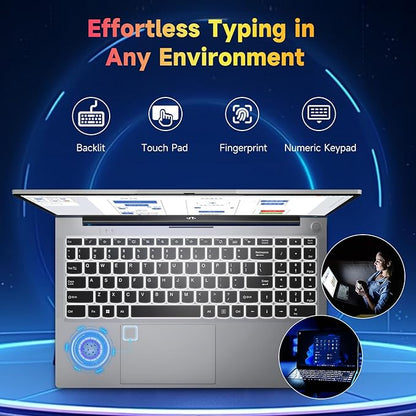 NIMO 15.6 inch Laptop FHD, AMD Ryzen 5 3500U, 8 GB RAM, 256 GB SSD, Windows 11, Backlit Keyboard, Fingerprint Reader, 65W PD, Lightweight Computer for Work and Homeschooling, Classic Silver