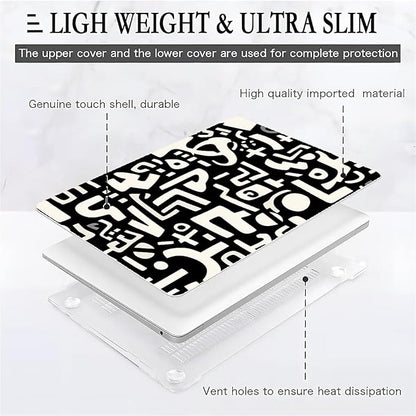 Compatible with MacBook Air 13.3 13.6 Inch Case 2022 2021 2020 2019 Plastic Hard Shell Case Cover,13.3 Air (A1932/A2179/A2337), Black and White Letters