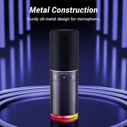 TONOR XLR/USB Gaming Mic, Dynamic Microphone for Podcast Recording Streaming with RGB Light, Mute Button, Headphones Jack, Monitoring, Desktop Stand, Metal Vocal Mic for PC Mac Android PS4/5 TD520S