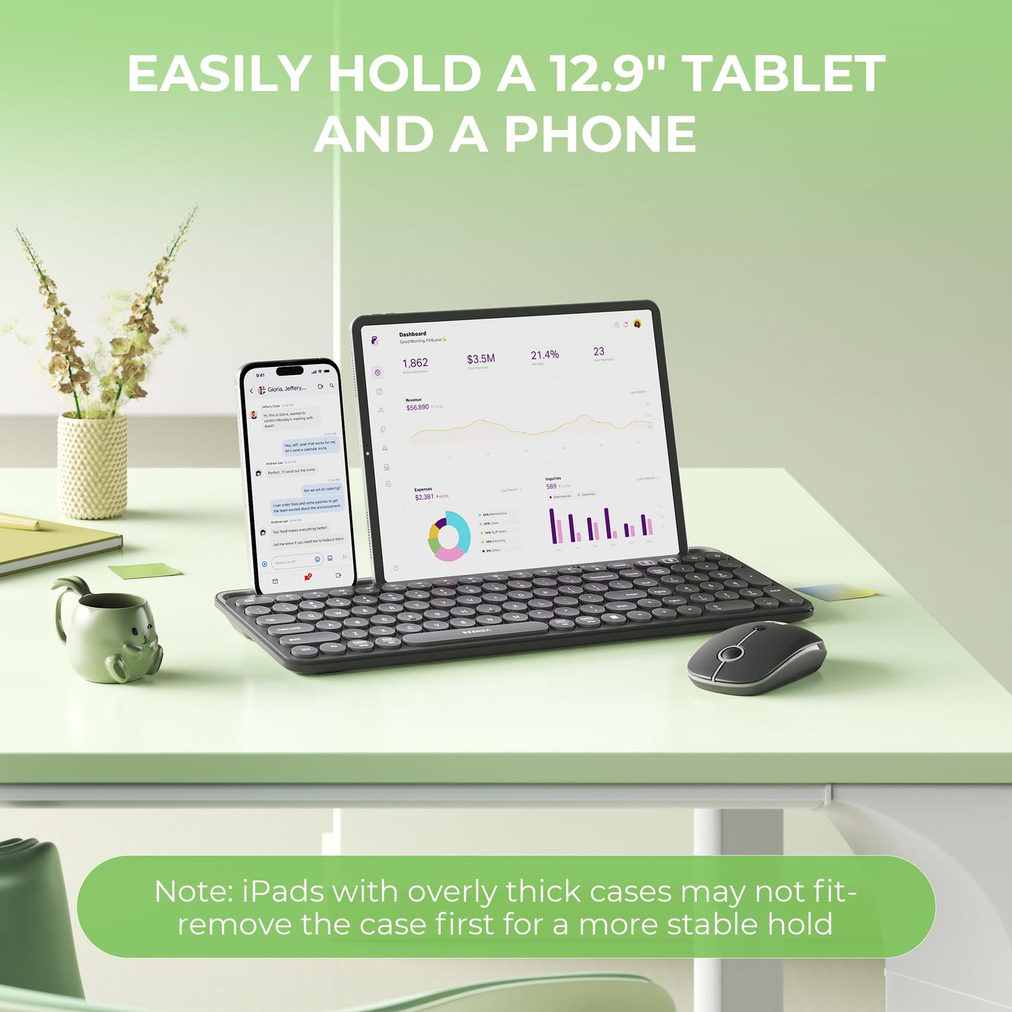 seenda CTU-301 Bluetooth Keyboard and Mouse Combo for iPad,Black