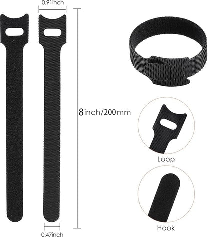 150PCS 8 Inch Cable Ties Reusable Multi-Purpose Wire Ties Cord Organizer Adjustable Cable Management 5 Colors