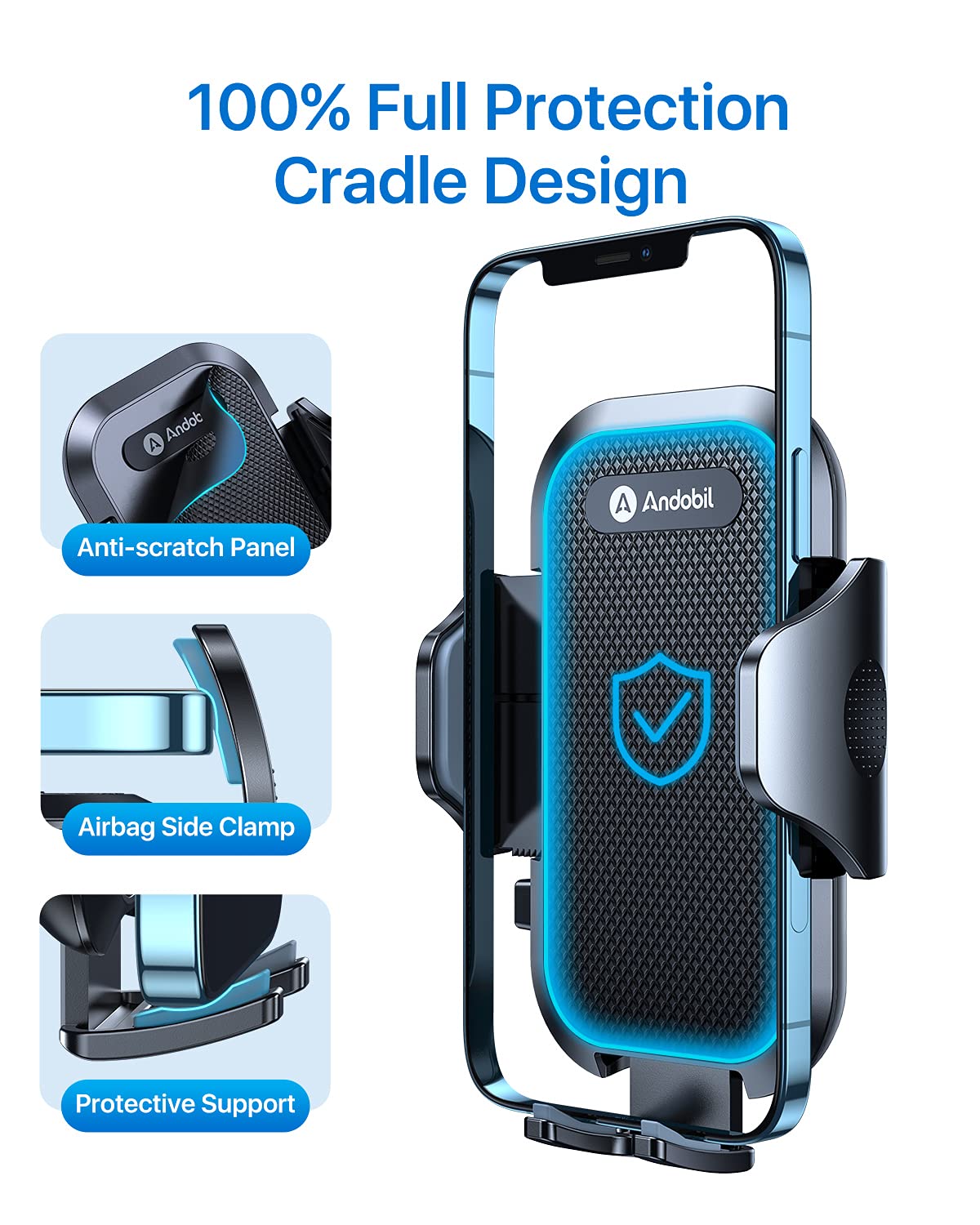 andobil 2026 Upgraded Car Phone Holder Mount for Vent, Military Sturdy Metal Clip Air Vent Phone Holder for Your Car Easy Used Cell Phone Car Mount for iPhone 17 Pro Max 15 14 13 Samsung S26 S25