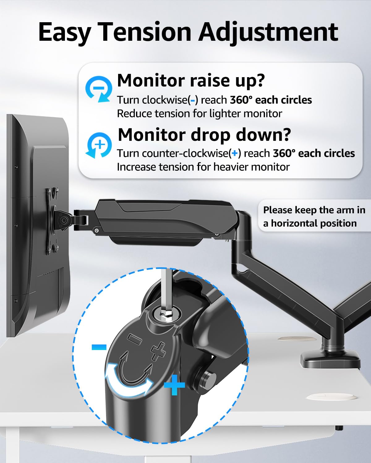 MOUNTUP Dual Monitor Stand for Desk, Monitor Arms for 2 Monitors 32 27 24 22 Inches, Height Adjustable Double Monitor Mount, VESA Mount with C-Clamp & Grommet Base, Holds 4.4-17.6lbs