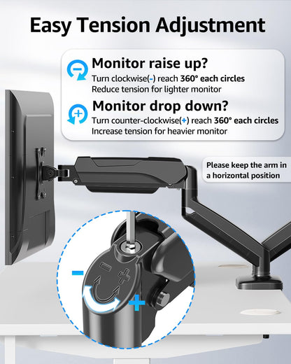 MOUNTUP Dual Monitor Stand for Desk, Monitor Arms for 2 Monitors 32 27 24 22 Inches, Height Adjustable Double Monitor Mount, VESA Mount with C-Clamp & Grommet Base, Holds 4.4-17.6lbs