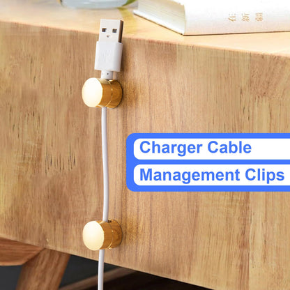 SmallCat 3 Sets Charger Holders for Cords, Gold Metal Cord Holder for Desk