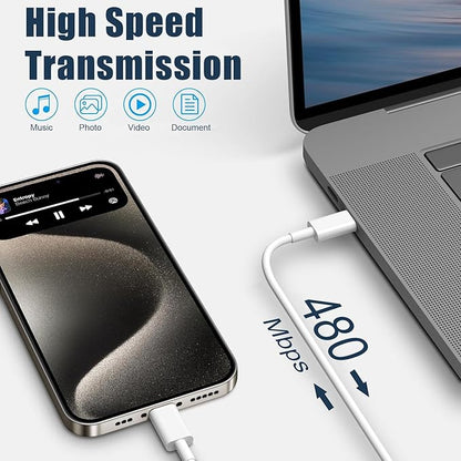 iPhone 16/15 Charger Fast Charging, 2Pack 10FT Long USB C to C Apple Fast Charging Cable Cord with 20W PD USB C Fast Charger Block for iPhone 16/15/15 Pro/15 Pro Max/15 Plus, iPad 12.9/11/10.9/Air 5/4