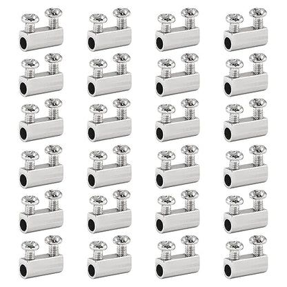 Biaungdo 24 Pcs Stainless Steel Wire Rope Cable Clamp, Adjustable New Upgrade Double Hole Wire Rope Clamp Fastener