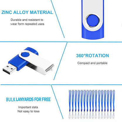 128MB Bulk Flash Drive 50 Pack EASTBULL FAT32 USB 2.0 Drive Pack (Blue)