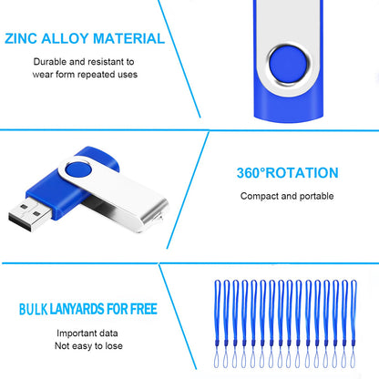 256MB Bulk Flash Drive 100 Pack EASTBULL FAT32 USB 2.0 Drive Pack (Blue)