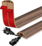 Floor Cord Cover for Wires on Floor Self Adhesive Cord Hider Floor Cable Management Wire Covers for Cords Protector Prevent Cable Trips Cord Cavity W 0.47" x H 0.27", Misty Brown Wood, 3.3Ft