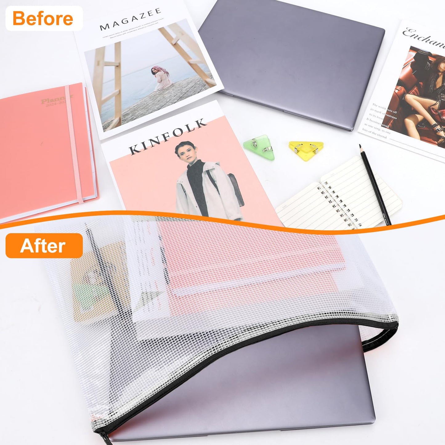 20pcs Mesh Zipper Pouch Bags A4 Mesh Bags for Classroom Organization, Waterproof Document Zipper Pouches for Cosmetics, Travel Storage File Bags for Office Supplie (Black-A3-20PCS)