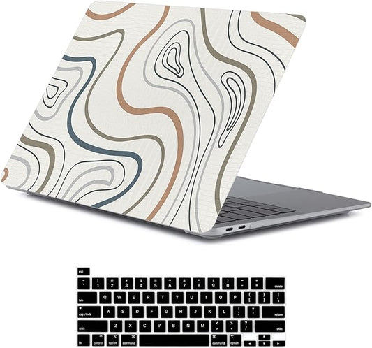 LanBaiLan Compatible for MacBook Pro 13 inch with Touch Bar 2022 2021 2020 2019 2018 2017 2016,M1 M2 A2338 A2289 A2251 A2159 A1989 A1706 A1708 Laptop Hardshell Case & Keyboard Cover, Aesthetics Line