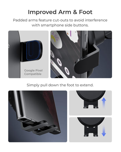 iOttie Auto Sense 2 Dash & Windshield Car Phone Holder with Qi Wireless Charging – Auto Clamping Phone Mount & Charger for iPhone, Google Pixel, Samsung Galaxy, Huawei, LG (Adapter Not Included)