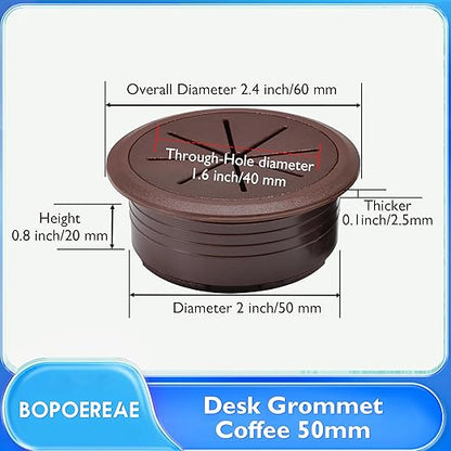 Desk Grommet 2" (50 mm), Desk Hole Cover for Cables Coffee, Cable Grommet ABS Plastic, Desk Hole Grommet for Office and Home Table Cable, Detachable & Flexible Cable Cord Organizer-8 Pcs