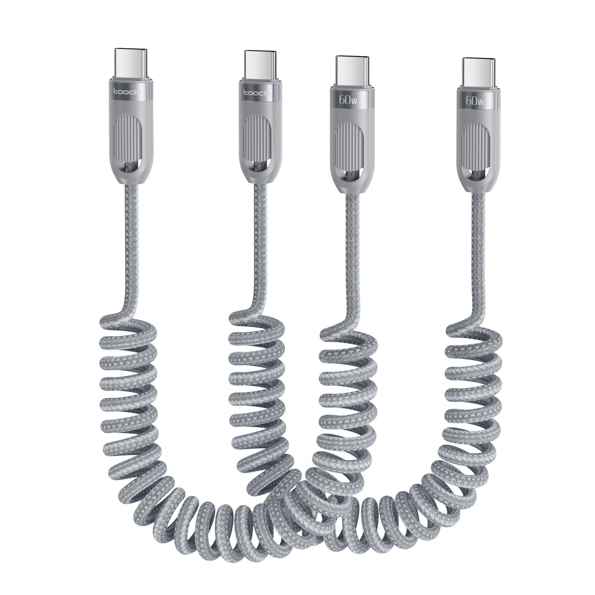 toocki USB C Coiled Cable [3FT, 2Pack] Braided Fast Charging Type C Cord for Car CarPlay, Compatible with iPhone 17 16 15 Pro Max Plus, Samsung Galaxy S24 S23 S22 Ultra, Note 20 10, S10, A15