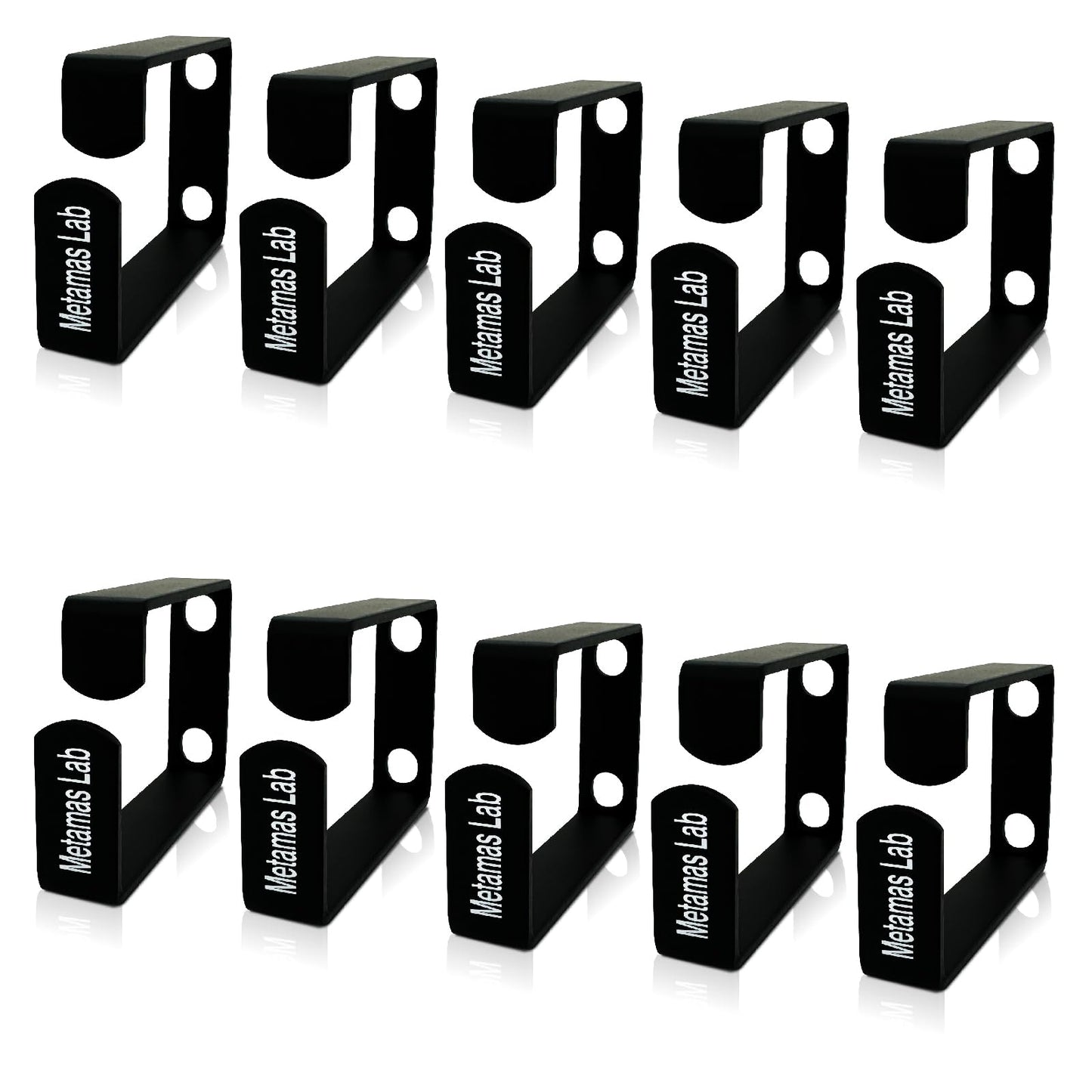 Metamas Lab - 10 Pack Metallic 1U D Ring Cable Manager Ring Network Rack Cable Management Ring Cable Management Hook for Network Patch Cables, Fiber Optic, Power Cords - Made in Taiwan
