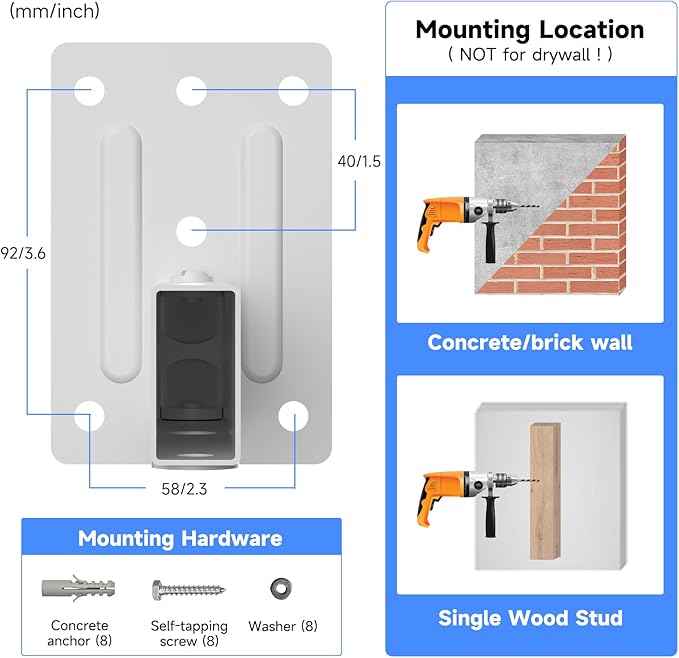 suptek Large Dual Side Clamping Bookshelf Speaker Wall Mounting Bracket for Large Surrounding Sound Speakers, Hold up to 66lbs White SPM201XLW