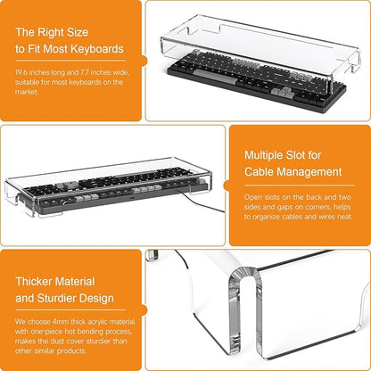 BEEGO Mechanical Computer Keyboard Cover - Clear Acrylic Keyboard Cover Keyboard Dust Cover Mechanical Keyboard Cover Full Size Keyboard Protector