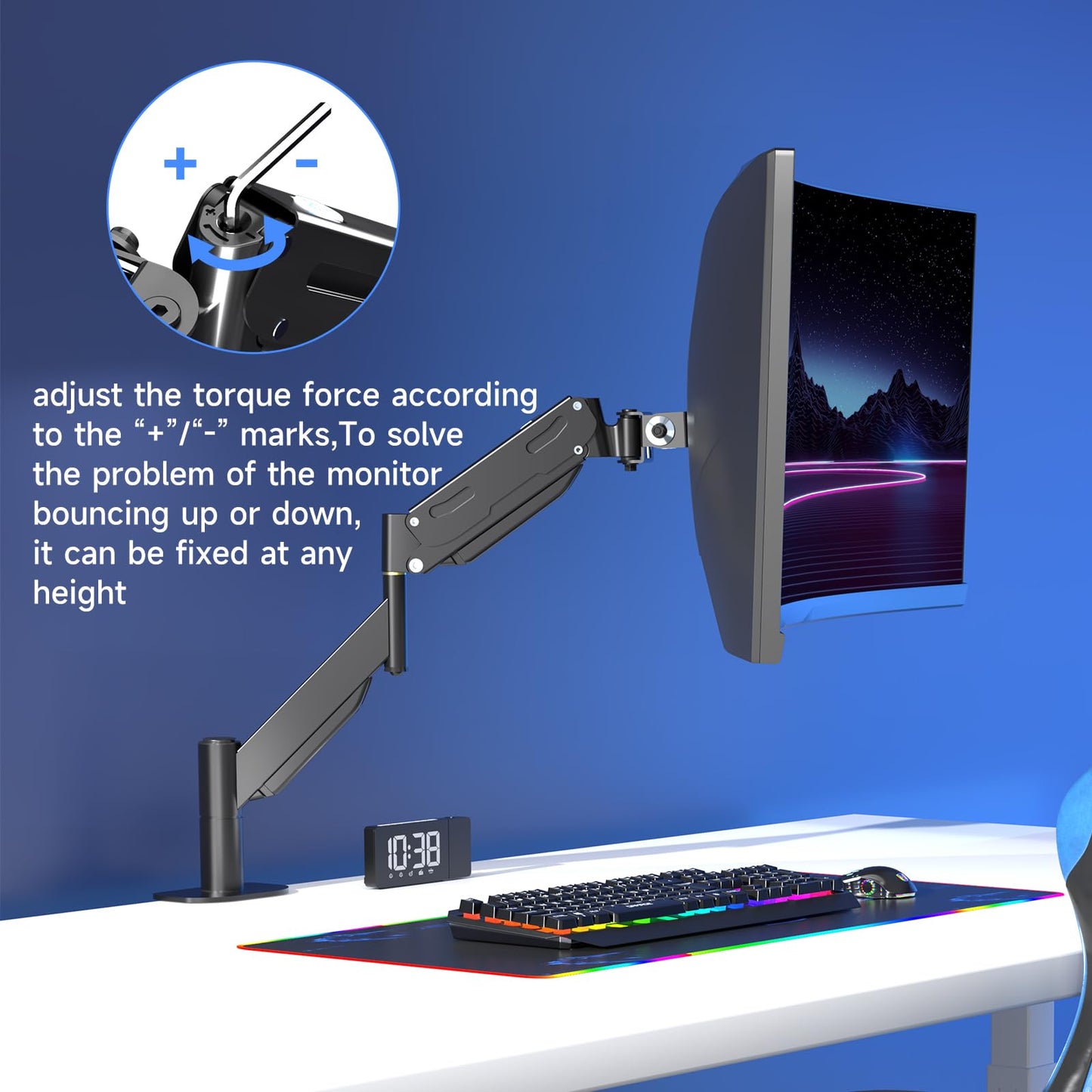 Pholiten Heavy Duty Monitor Arm for up to 43"