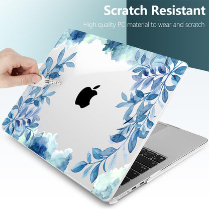 TWOLSKOO for MacBook Air 13 inch Case M5 2026 M4 2025 M3 M2 2024-2022 A3449 A3240 A3113 A2681, Plastic Hard Shell & Keyboard Cover & Screen Film for MacBook Air 13.6 inch Case, Blue Floral