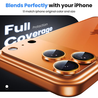 Hoerrye for iPhone 17 Pro Camera Lens Protector - [12FT Shatterproof Military Grade] [Strong Adsorption] Top 9H+ Tempered Glass Camera Screen Full Protective Cover Case Friendly,Cosmic Orange