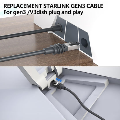 Azduou 150FT Starlink Gen 3 Replacement Cable for Rectangular Satellite - Waterproof Outdoor V3 Standard