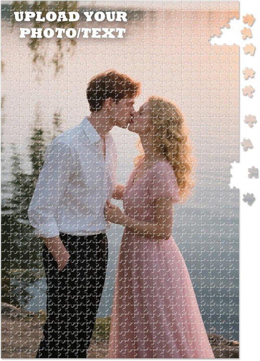 Custom Puzzle 120/200/300/500/1000/1500 Pieces, Personalized Puzzle from Your Own Photo, Customized Jigsaw Puzzle Gift for Couple, Pet, Wedding, Anniversary & Family (1000-Vertical)