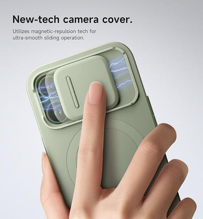 SURITCH for iPhone 13 Pro Case with Magnetic Camera Slide Cover and Adjustable Kickstand, Compatible with MagSafe, Shockproof Bumper Case Slim Protective Cover for iPhone 13 Pro 6.1 Inch, Green