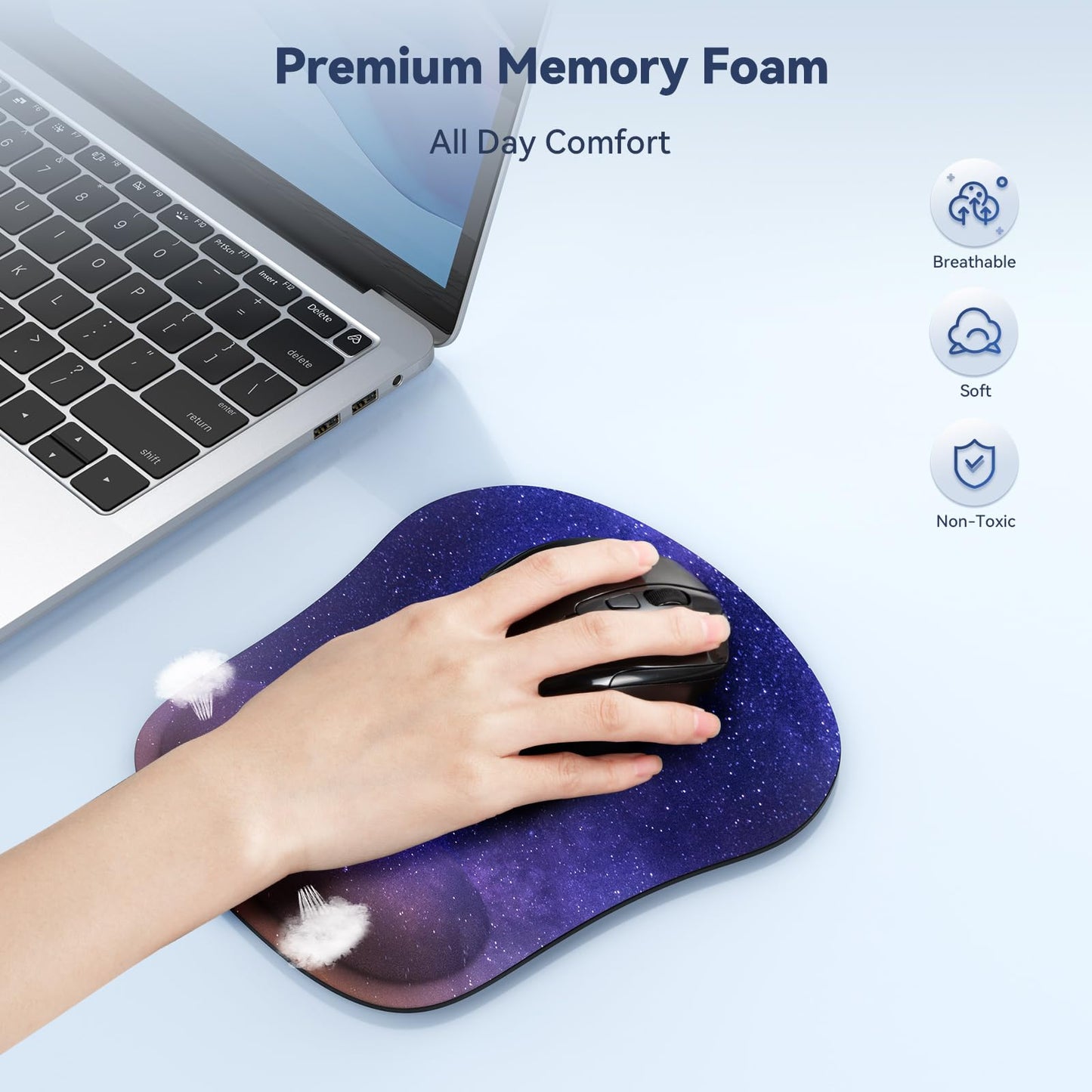 TECKNET 2 Pack Gaming Ergonomic Mouse Pad with Wrist Support