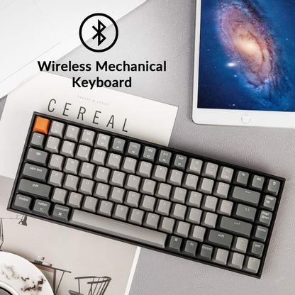 Keychron K2 75% Layout Bluetooth Wireless Mechanical Keyboard Super Switch/White LED Backlit/USB C/Anti Ghosting/N-Key Rollover, 84 Keys Gaming Keyboard for Mac Windows-Version 2