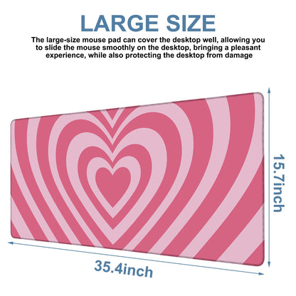 NITAHHHY Gaming Desk Pad Large Extra Length Retro Style Hearts Mouse Pad Keyboard Laptop Non-Slip Waterproof with Rubber Base Thick Stitched Edge Mouse Mat for Office Home 35.4 x 15.7 Inches