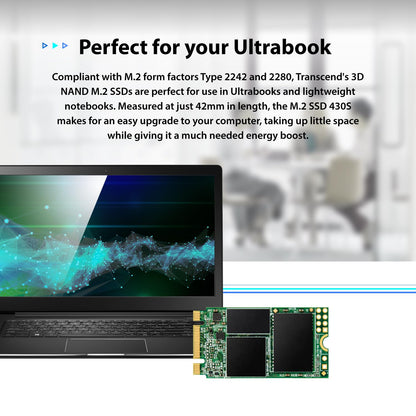 Transcend 128GB M.2 2242 SATA III SSD, MTS430S B+M Key with DRAM Cache, Up to 560MB/s, 3D TLC NAND Internal SSD for Ultrabook/Laptop/PC/Desktop, SLC Cache, LDPC Error Correction