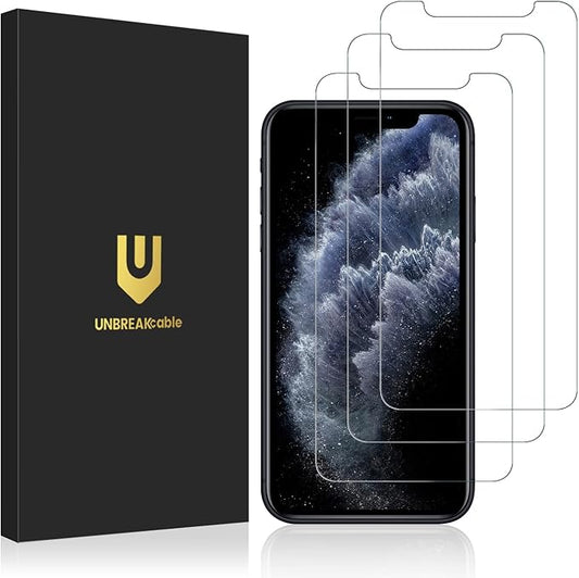 UNBREAKcable 3-Pack Screen Protector for iPhone 11 Pro/XS/X, Double Shatterproof Tempered Glass [Easy Installation Frame] [9H Hardness] [HD Clear] [Case Friendly] for 5.8 Inch