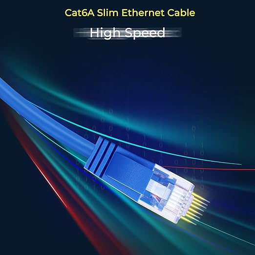 Rapink Patch Cables Cat6a 3ft (50 Pack) Slim, Cat6a Ethernet Patch Cable 10G Support, Snagless Cat 6 Patch Cable for Patch Panel to Switch, Flexiable Cat 6a Ethernet Cable with Gold Plated