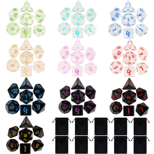 Polyhedral Dice Set, 70 Pcs DND Dice with 10 Pouche