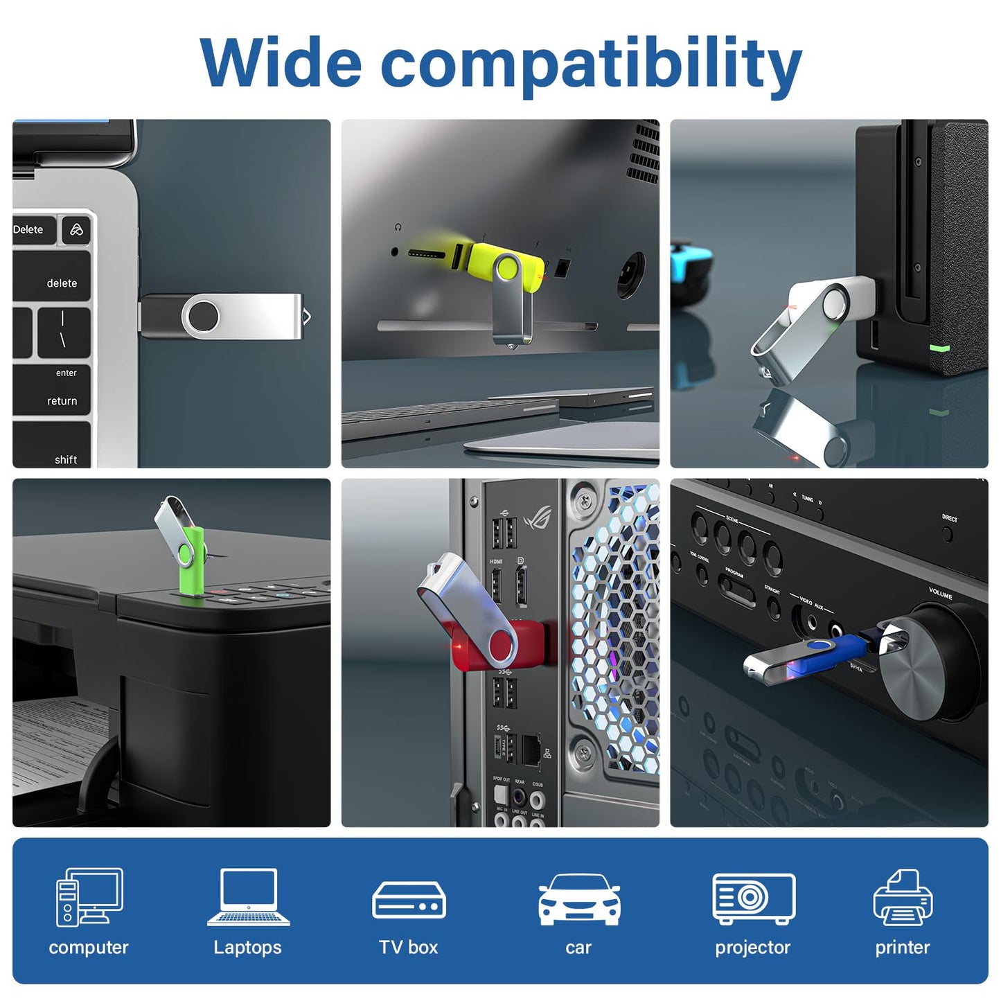 32GB Flash Drive 10 Pack, Wooolken USB 2.0 Thumb Drives Memory Stick