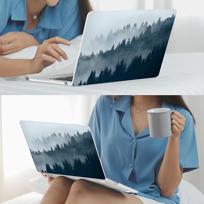 Mektron for 2025 M4 MacBook Air 13.6 Inch A3240 Case Fits 2023 A2681 M2 2024 A3113 M3 Chip with Liquid Retina Display, Printed Plastic Hard Shell Cover for MacBook Air 13.6", Misty Forest C132