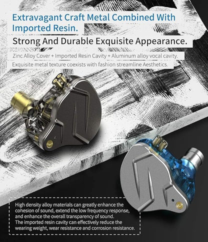 KZ ZSN Pro Dual Drivers 1BA 1DD in Ear Earphones HiFi Power Bass Earbuds Headphones High Clarity Sound Wired Earphones with Detachable Cable for Audiophile Musician